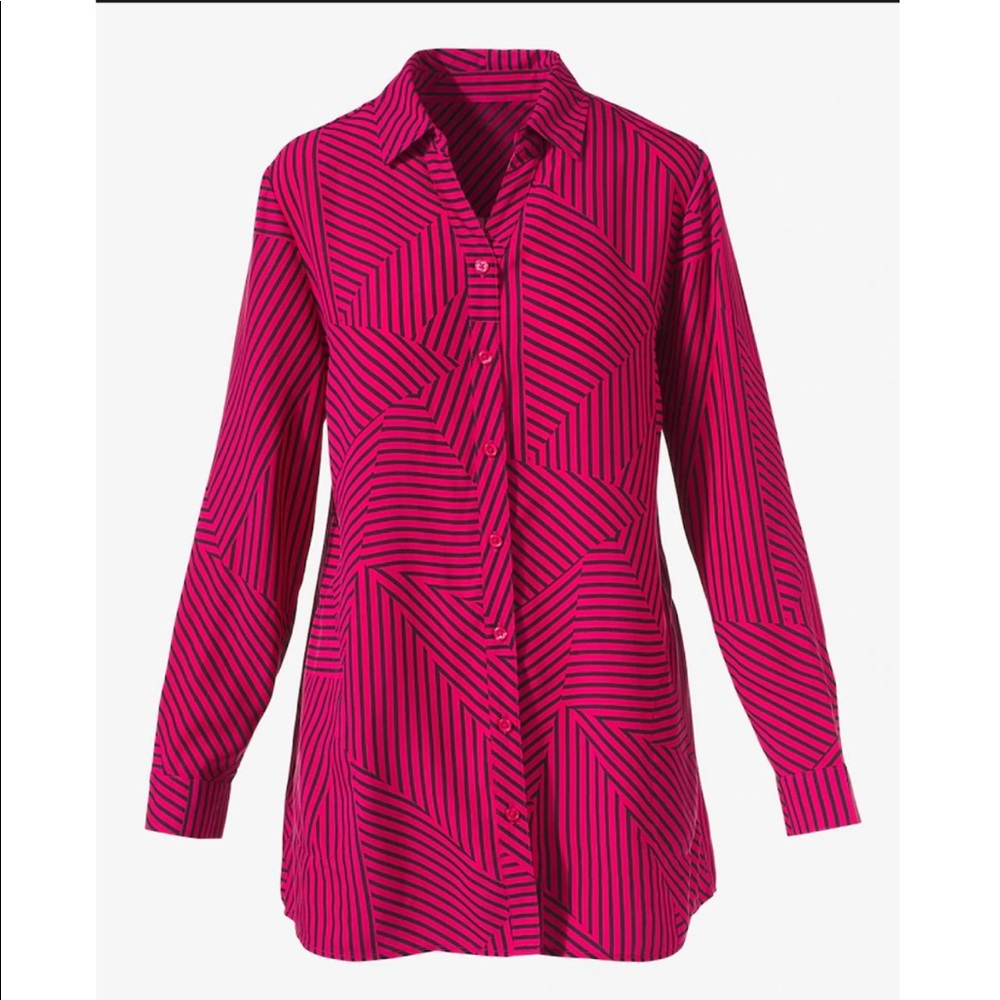 Chico’s striped side pocket button down blouse